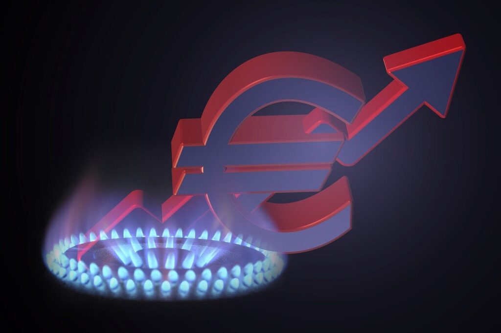Symbolbild mit Gasflamme und Euro-Zeichen